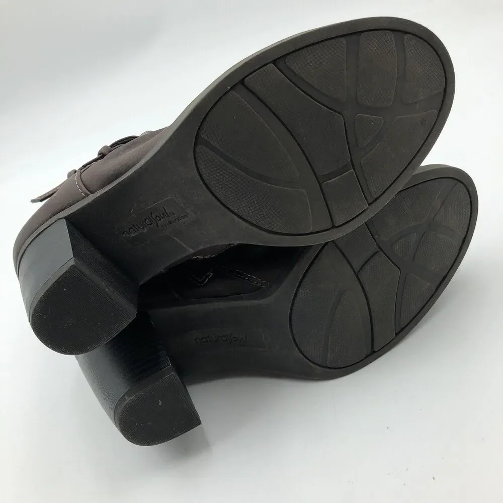 Natural Soul Naturalizer Brown Carma Heeled Zipper Buckle Ankle Boots Size 7.5M
